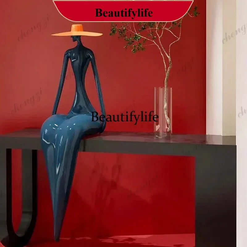 Creative living room simple modern TV cabinet light luxury art ornament figure sculpture