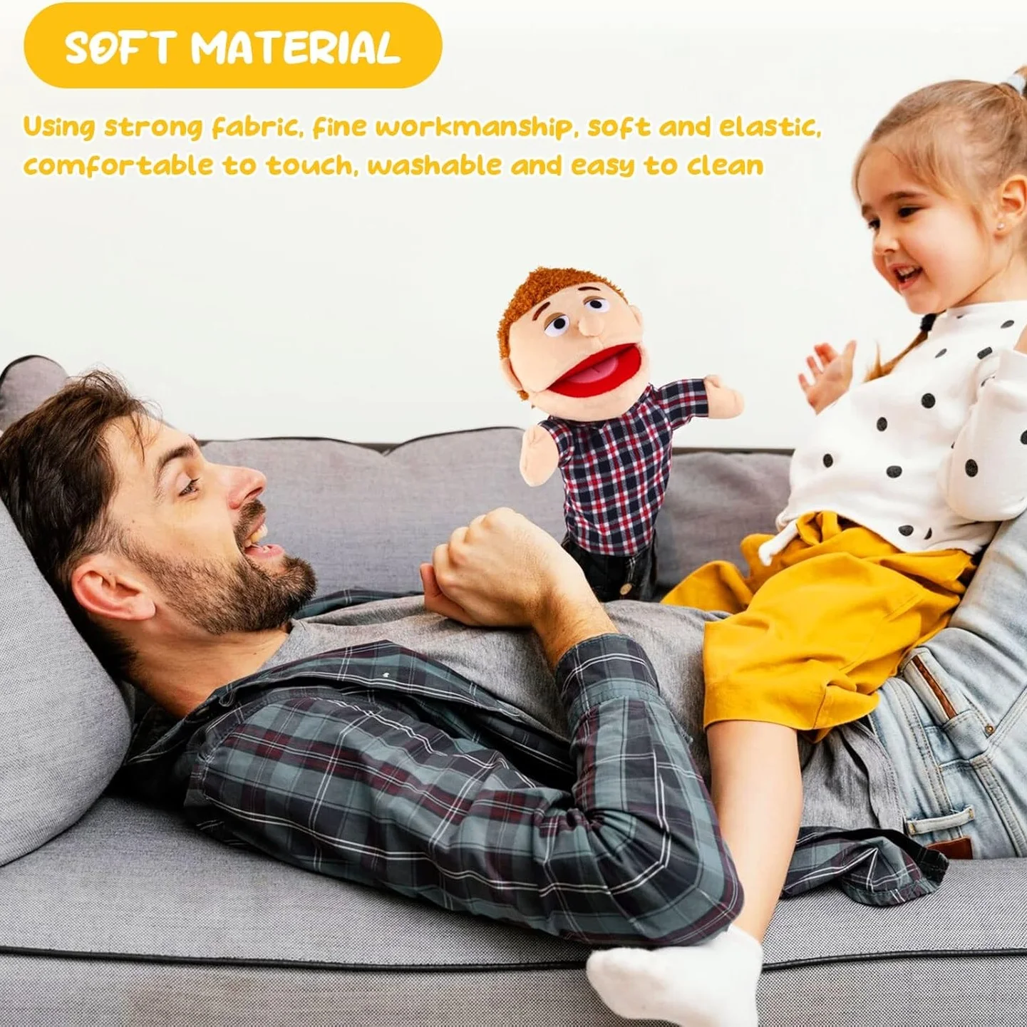 دمى يد الأب - دمى يدوية من القطيفة الناعمة ألعاب رواية القصص التفاعلية للأطفال، اللعب الخيالي