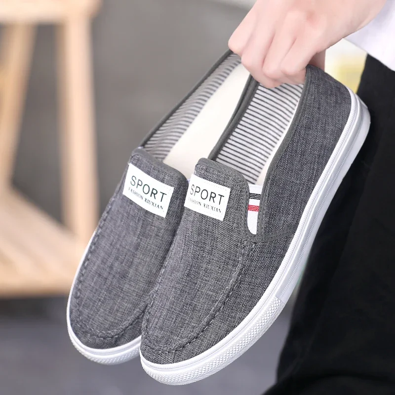 

Pop New Men's Denim Canvas Single Shoes A Slip-on Men Casual Comfortable Board Shoes Breathable Board Shoes