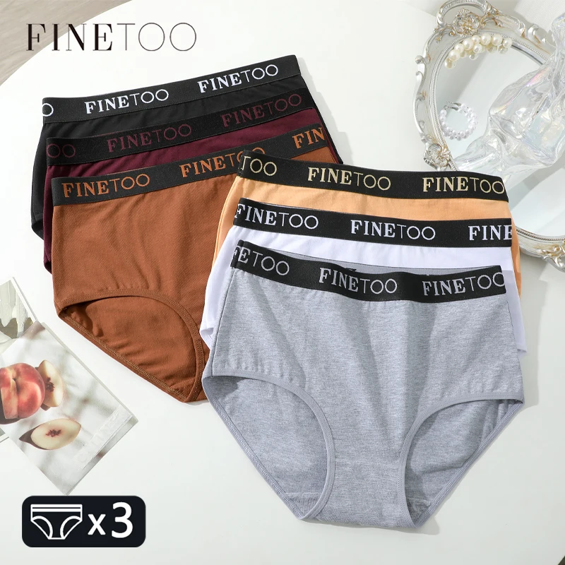 

Finetoo 3Pcs Cotton Seamless Underwear Women's Mid Waist Panties Plus Size Comfortable Briefs Female Casual Soft Lingerie S-XXL