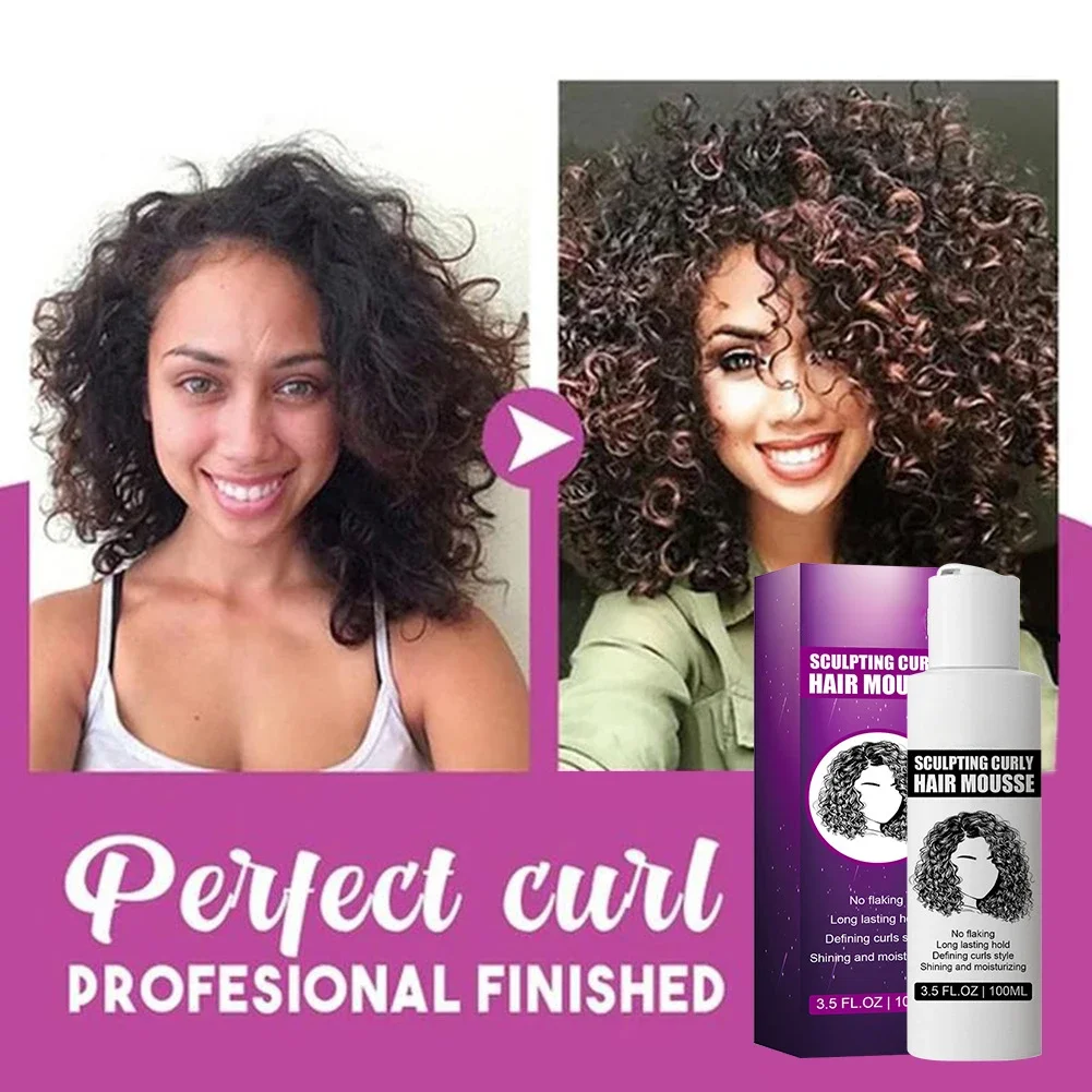 

100ml Curly Hair Mousse Anti-Frizz Hair Boost Defining Cream Long Lasting Hold Hair Repair Moisturize Mousse for Women for Rizos