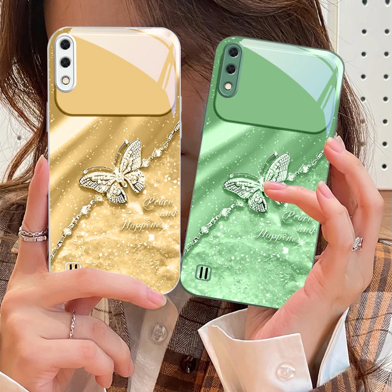 

An elegant blue butterfly For Samsung M02 12 Note 8 9 10 20 A 01 A02 A03 Core 04 05 06 10 12 13 14 15 A16 glass Ultra phone case