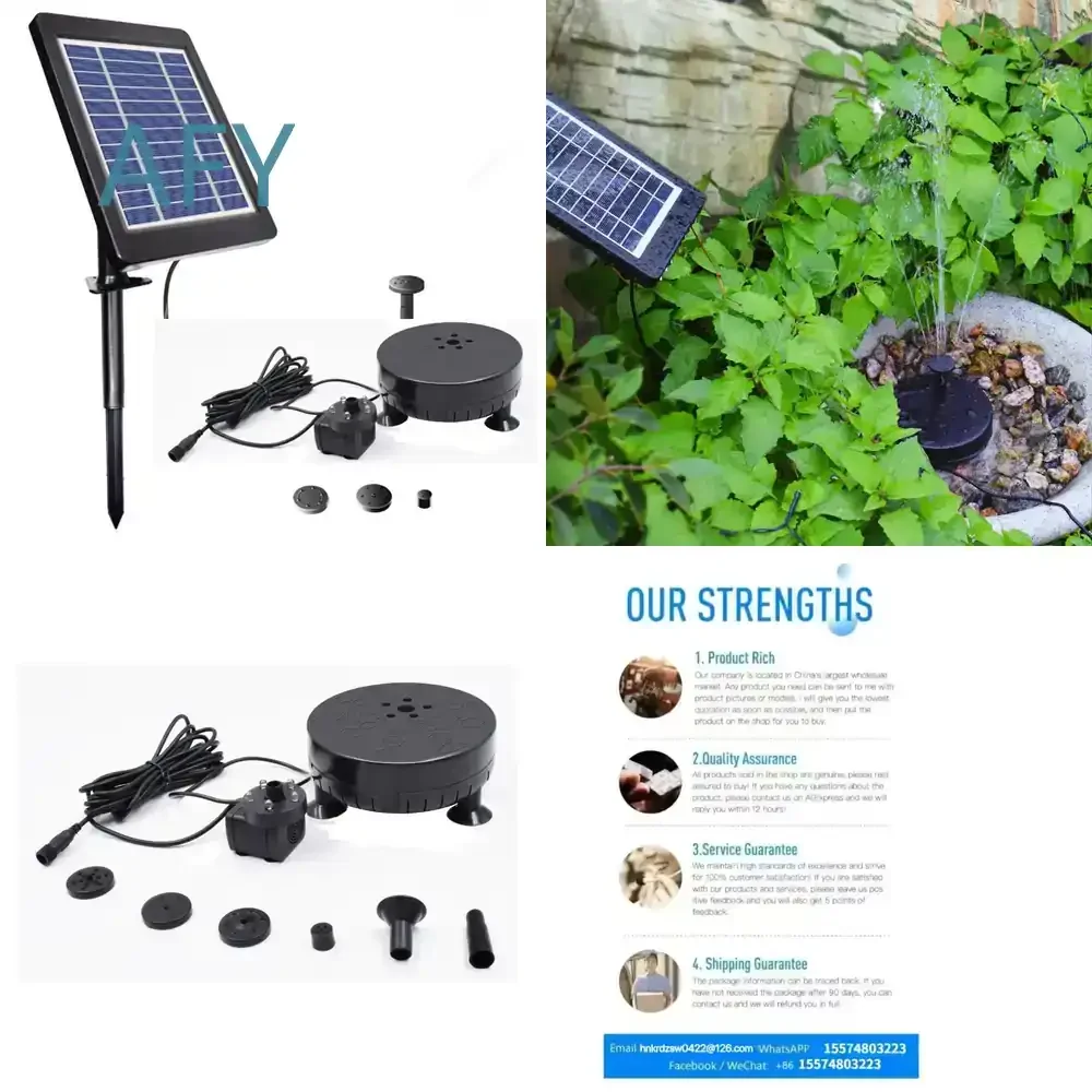 6V 3.5W Solar Fountain Belt with 5 LED Lamp for Outdoor Water Feature Garden Decor No Plug-in Solar Powered Water Pump for