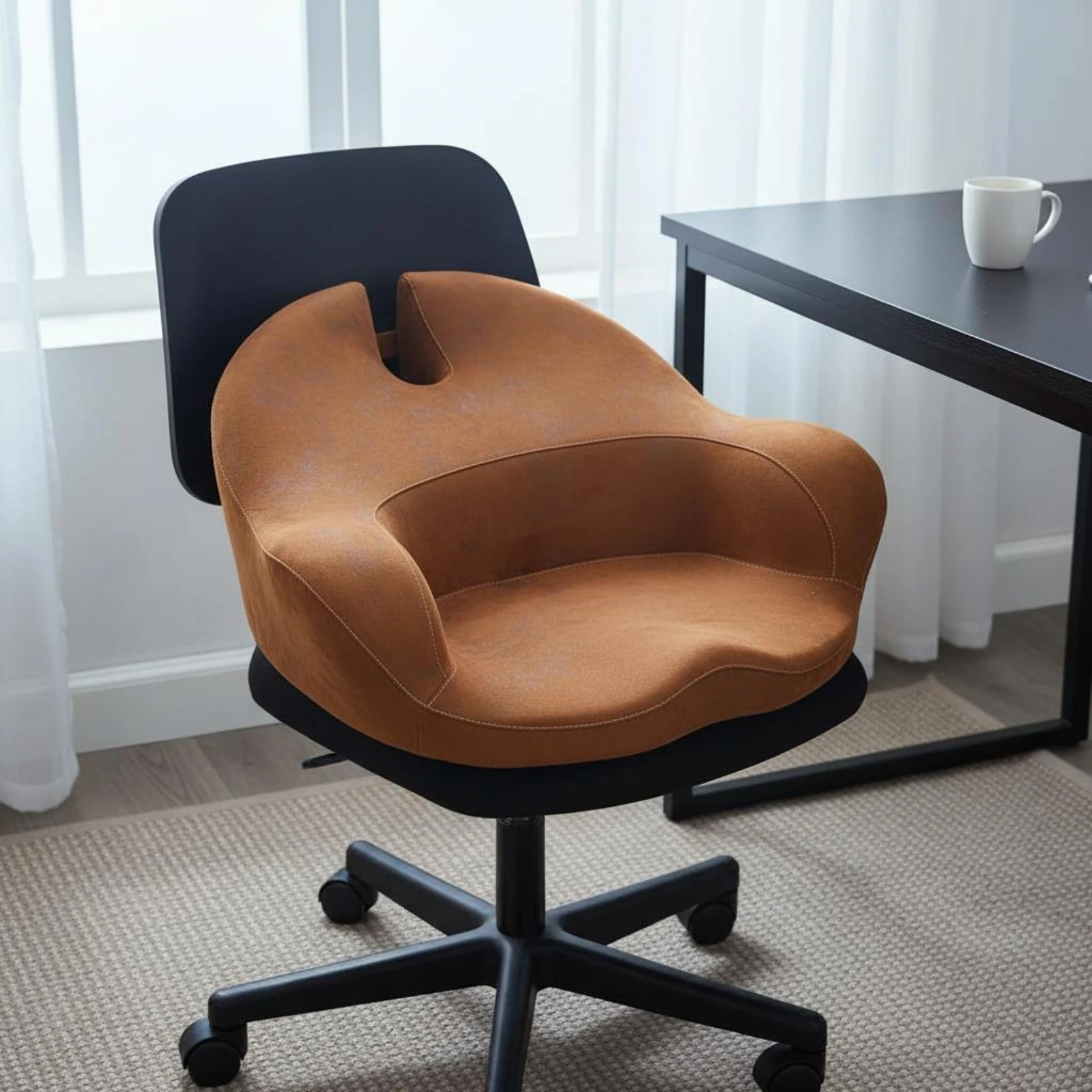 Memory Foam Seat Cushion with Backrest Thickened Faux Leather Floor Use for Studio Meditation Corner