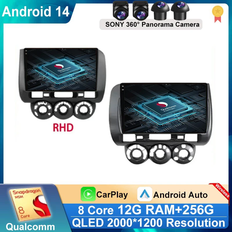 

Android 14 For Honda Jazz 1 GD 2001 - 2008 Fit 2001-2009 Car Auto Apple Carplay Radio Multimedia Automotive GPS Display Head