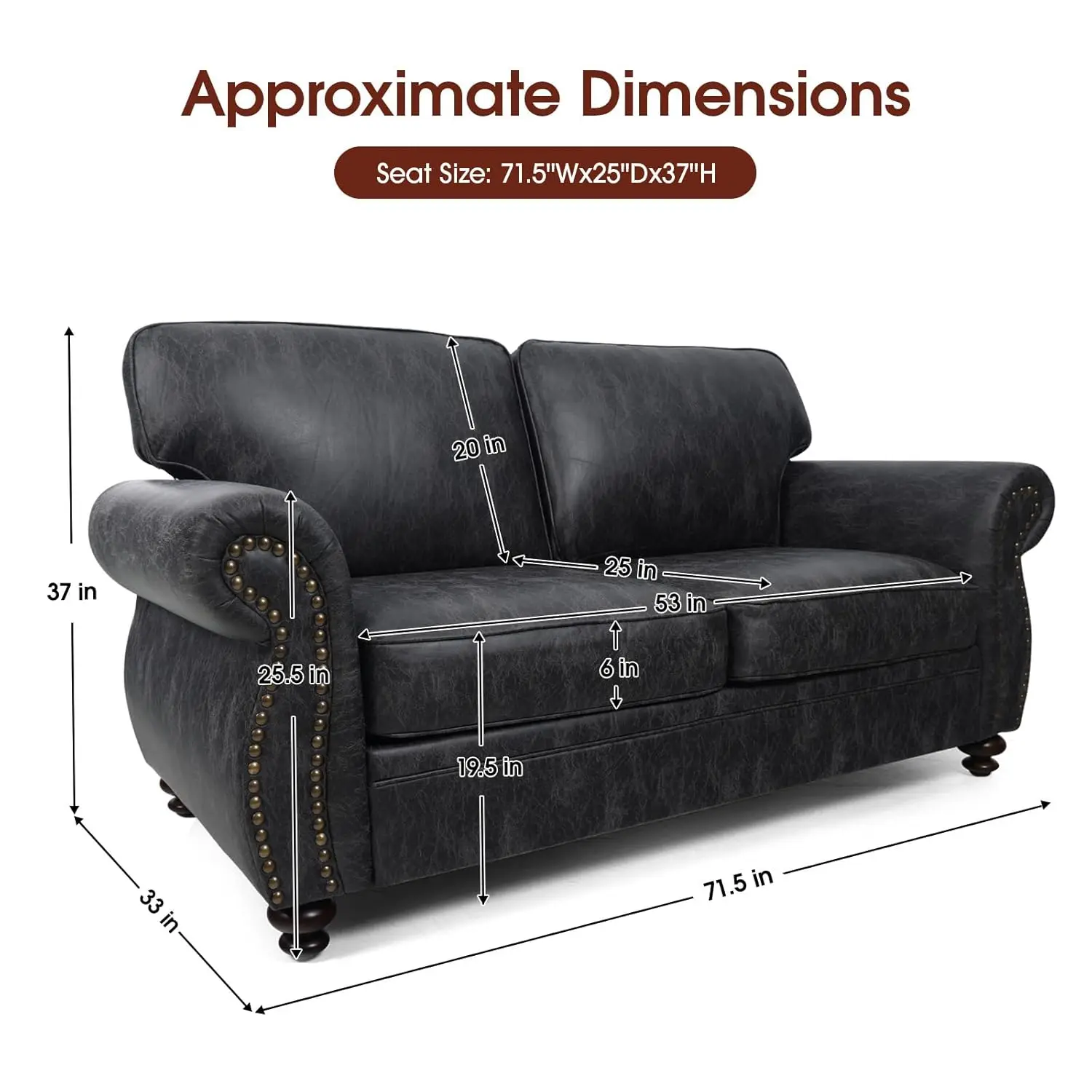 #Mid-Century Vintage Sofa Couches with Rivet Design,loveseat Sofa,Removable Sofa Cover Upholstered Cushions and, Customized