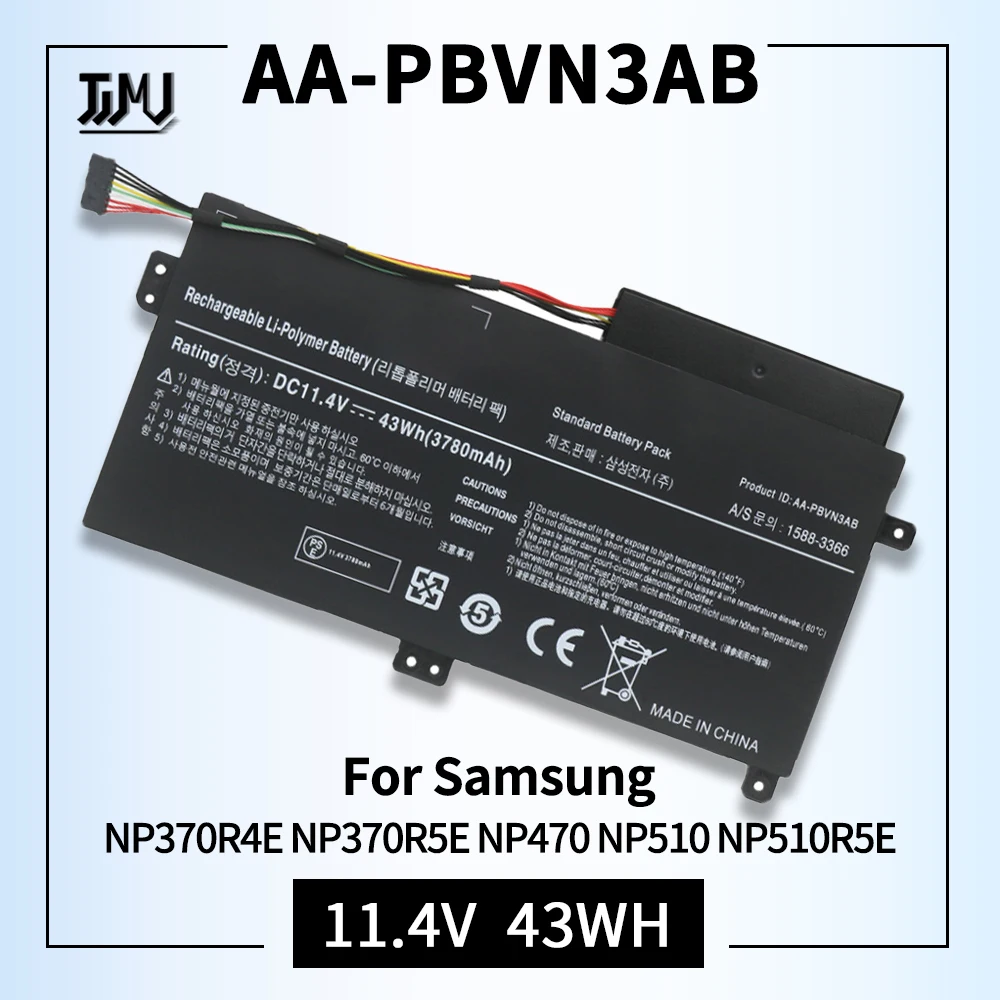 

Новый AA-PBVN3AB Сменный аккумулятор для ноутбука, совместимый с Samsung NP370R4E NP370R5E NP450R4E NP450R5E NP510R5E 11.4V43Wh 3780 мАч