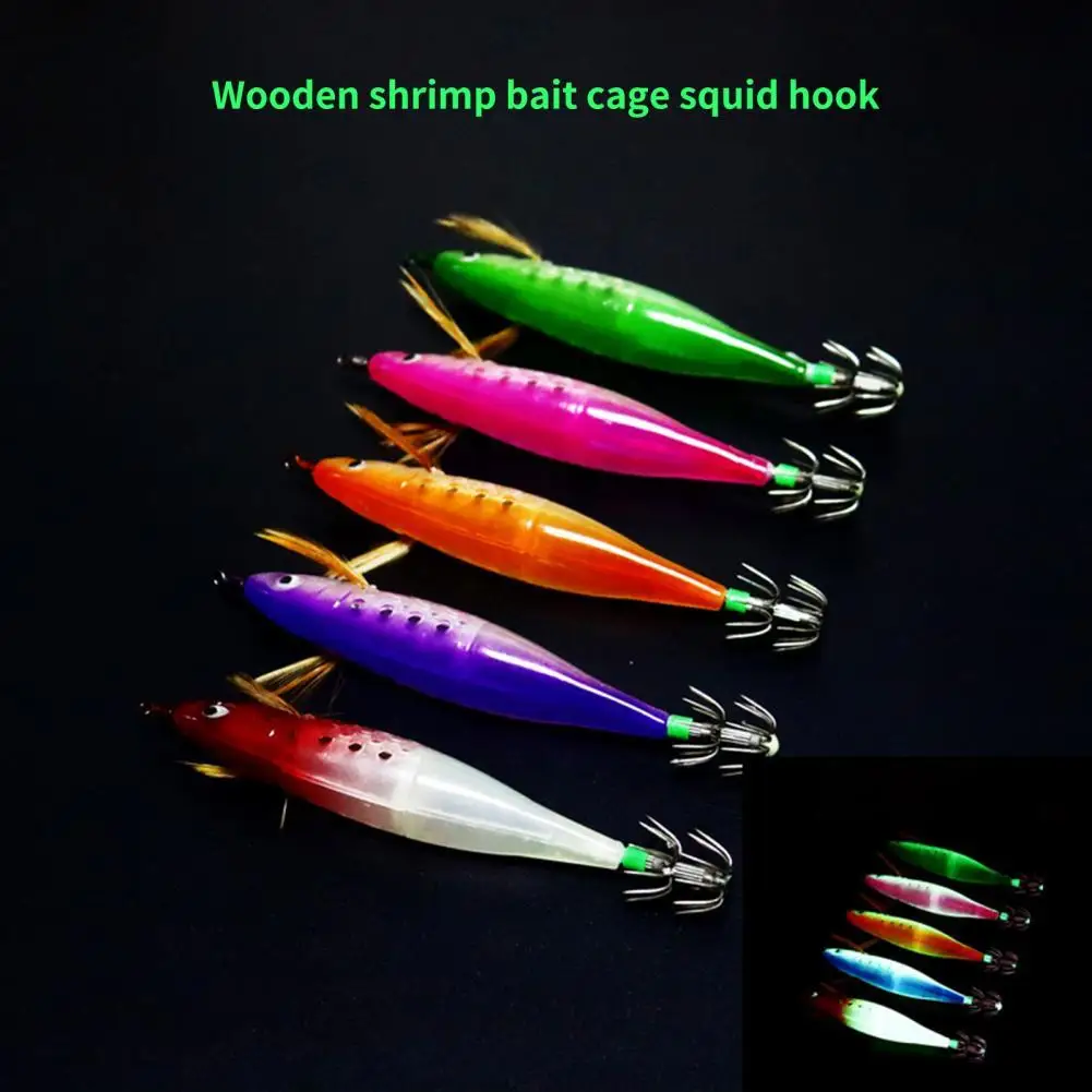 12cm/10g Luminous UV Blowing Tube Octopus Jig Hook Wood Shrimp Bait Bazooka Squid Hook Cloth Roll Sea Fishing Explosion Hook