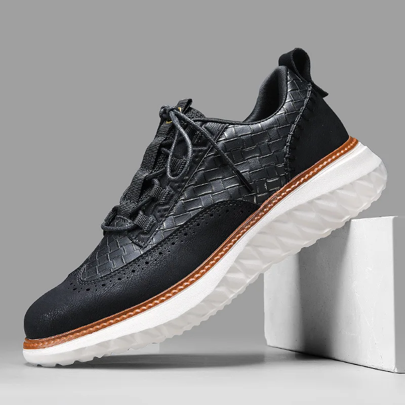 New Shoes for Men Leather Casual Shoes Fashion Breathable Brogues Sport Shoes Street Cool Chunky Sneakers