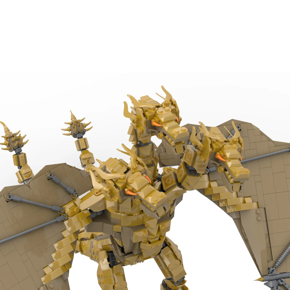 Gobricks MOC King Ghidorah Monster Zero Bricks Model Ghidorah Ghidrah 3 Headed Monster Dragon Building Blocks Toys Birthday Gift