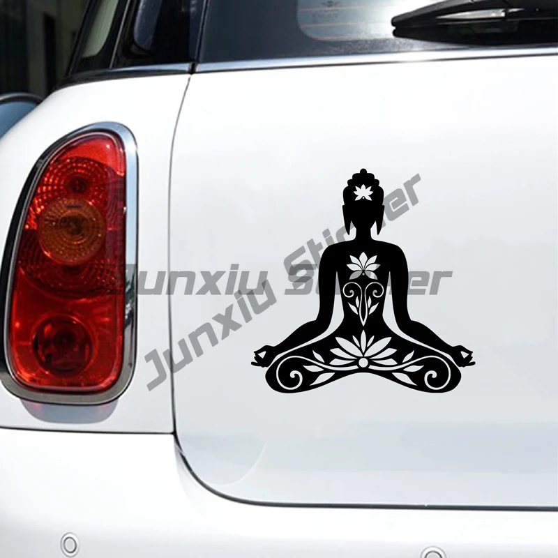 

Buddha Silhouette Vinyl Sticker Car Window Decor , Yoga Meditation Pose Laptop Decals