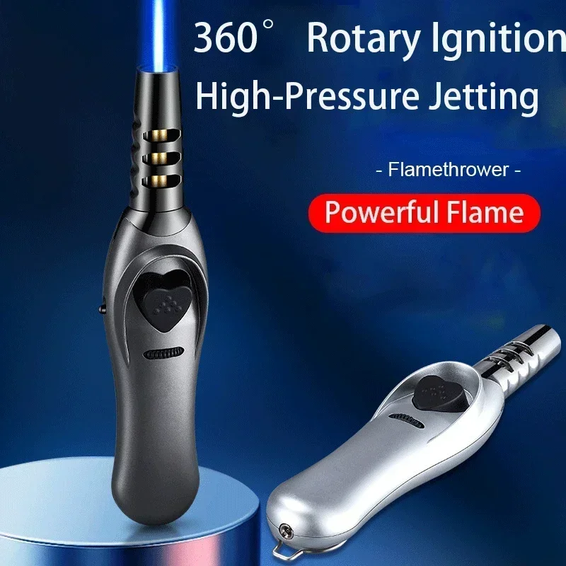 New High Power Creative Love Safety Lock Lighter Blue Flame Windproof Straight-in Welding Gun Multi Function Spray Gun