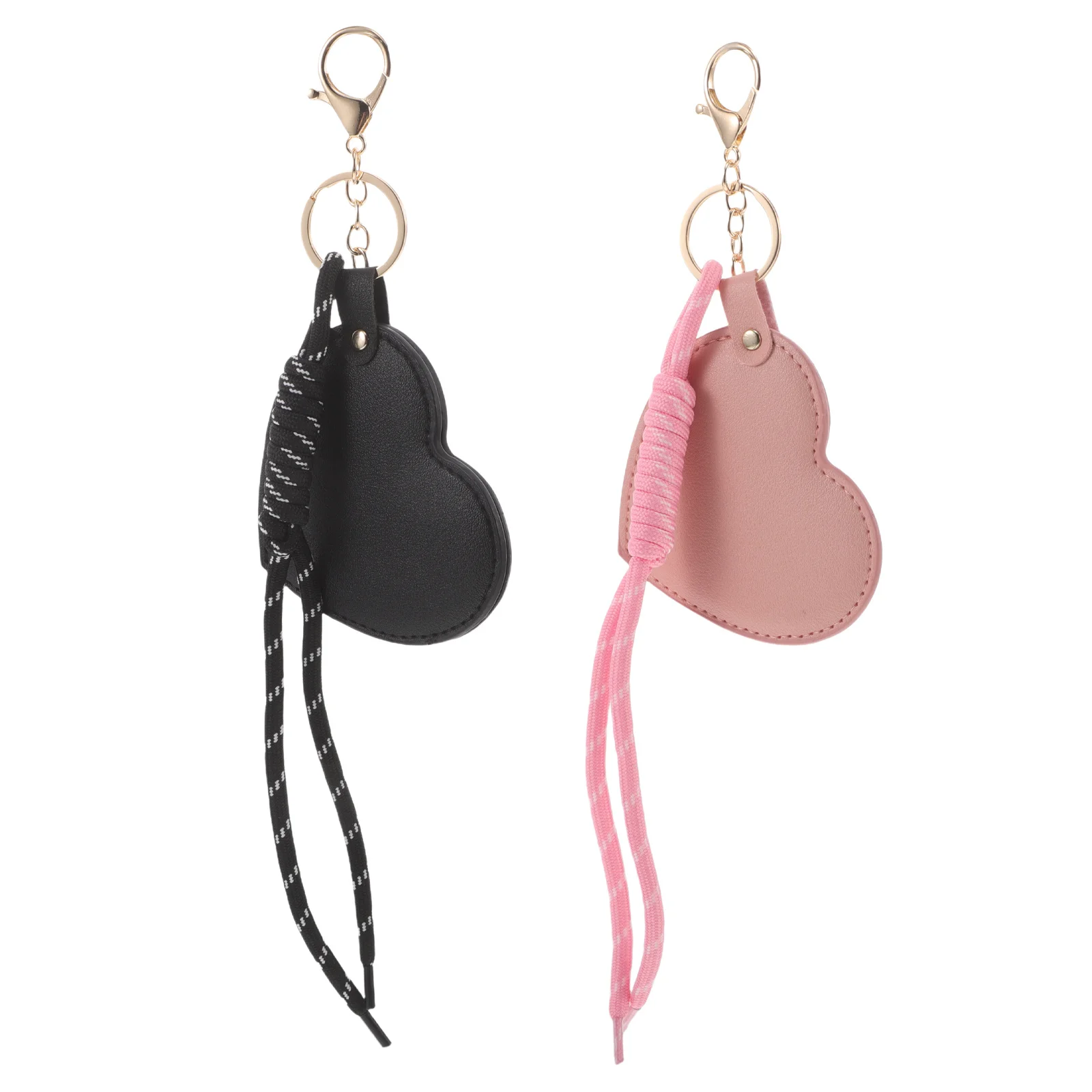 

2Pcs Heart Shaped Rotating Compact Mirror Mini PU Travel Makeup Mirror Portable Purse Accessory Travel Vanity Accessory