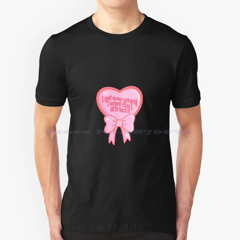 Manifesting Heart Sticker T Shirt 100% Cotton Tee Just Like Magic Law Of Attraction Manifesting Manifest It Kawaii Heart Cute