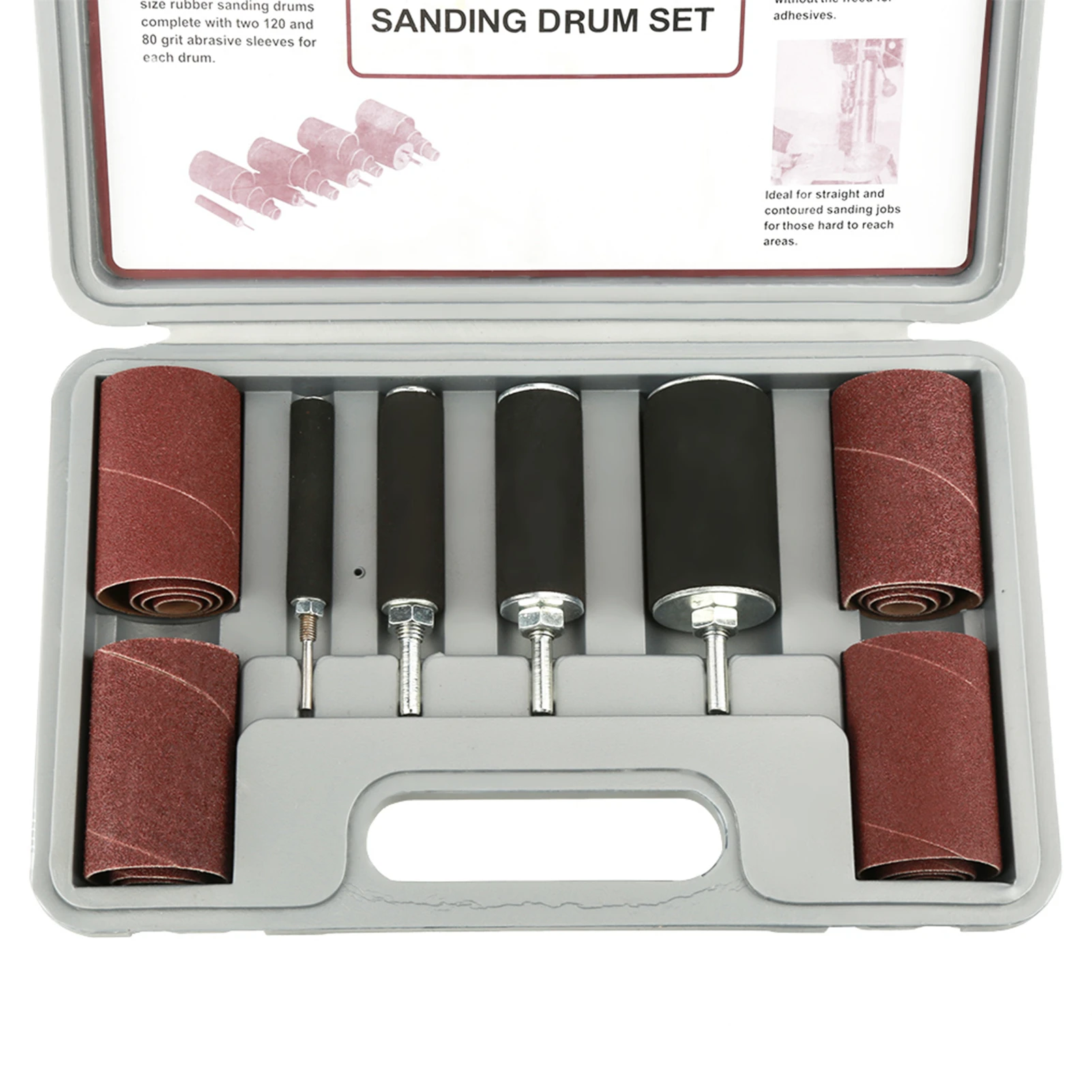 Abrasive Sanding Band Set Spiral Slit Plastic Storage Case Abrasive Sanding Sleeves Mandrel Included Metal Polishing