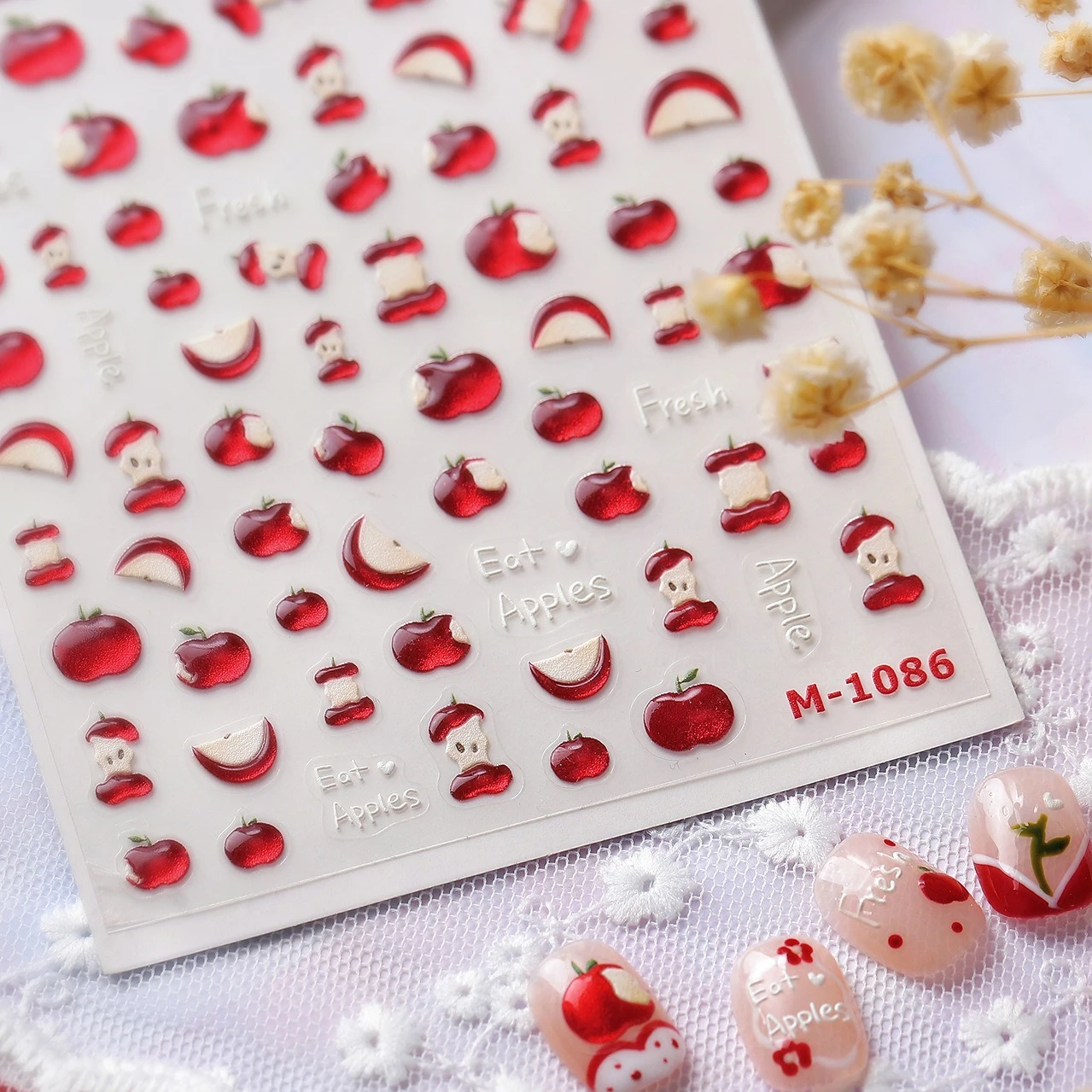 Atraente maçã toothsome corte de frutas geléia limão cereja morango uva pêra auto adesivo arte do prego adesivos manicure decalque