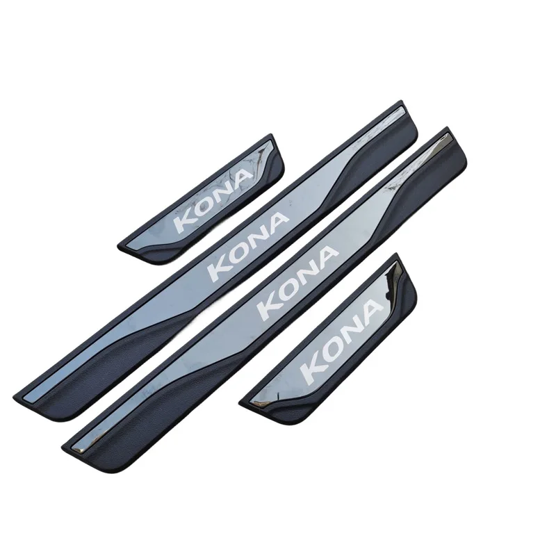 

For Hyundai Kona 2016-19 2020 2021 2022 2023 2024 2025 2026 2027 Door Sill Plate Strip Stainless Steel Plastic Interiors Sticker