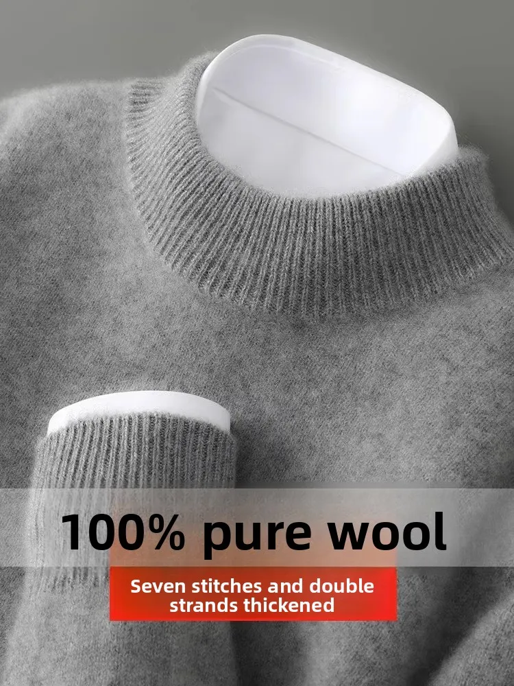 

Thiened двойной шерстяной вязаный свитер мужской осень-зима с высоким воротником свободный Camere Base irt Busin повседневный Sle