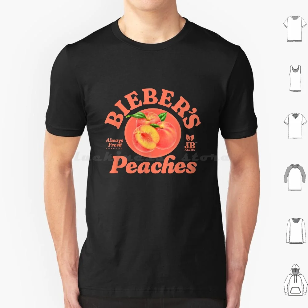 Official Bieber's Peaches Black T-Shirt T Shirt 6xl Cotton Cool Tee Attention Fans Shop Award Worthy Fan Art Perfect For The