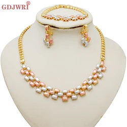 Exquisite Women's Advanced Design Necklace Bracelet Earrings Three piece Set of Women's Jewelry Ethiopia Dubai Wedding Gift Part