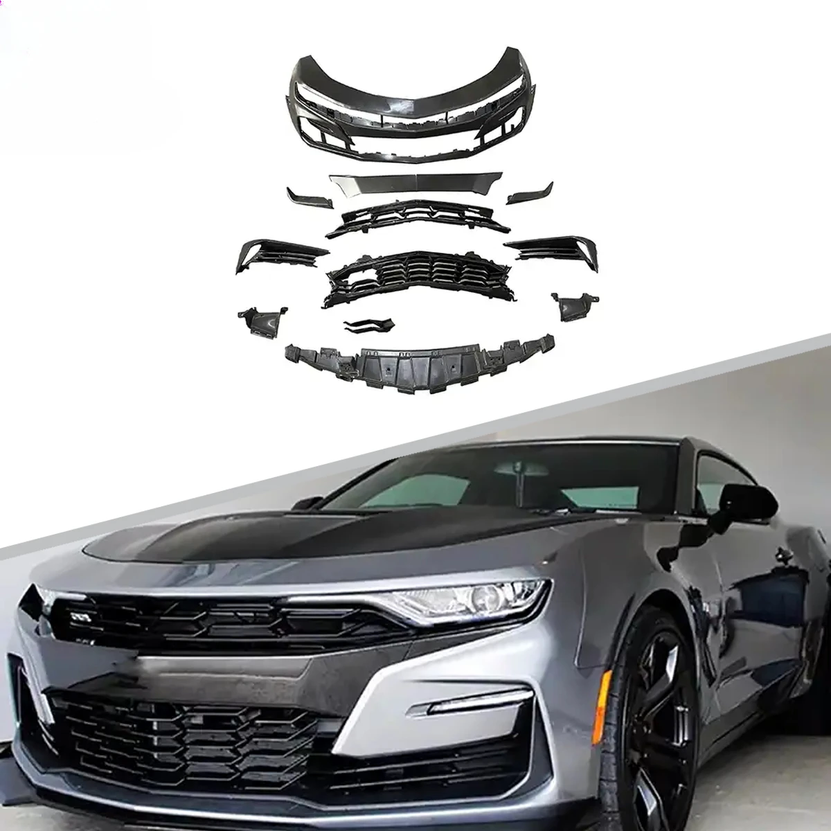 2019 SS Style Body Kit Front Bumper Lip For Chevrolet Camaro 2019-2022 Car Bumper