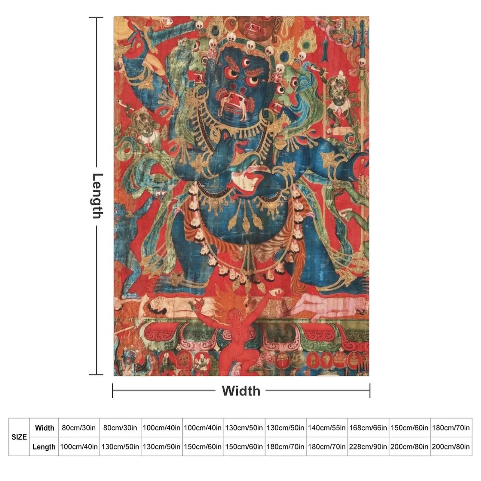 Mandala 143 Mahakala Chaturmukha Four Faced Throw Blanket Soft Beds Soft Beach decorative Blankets