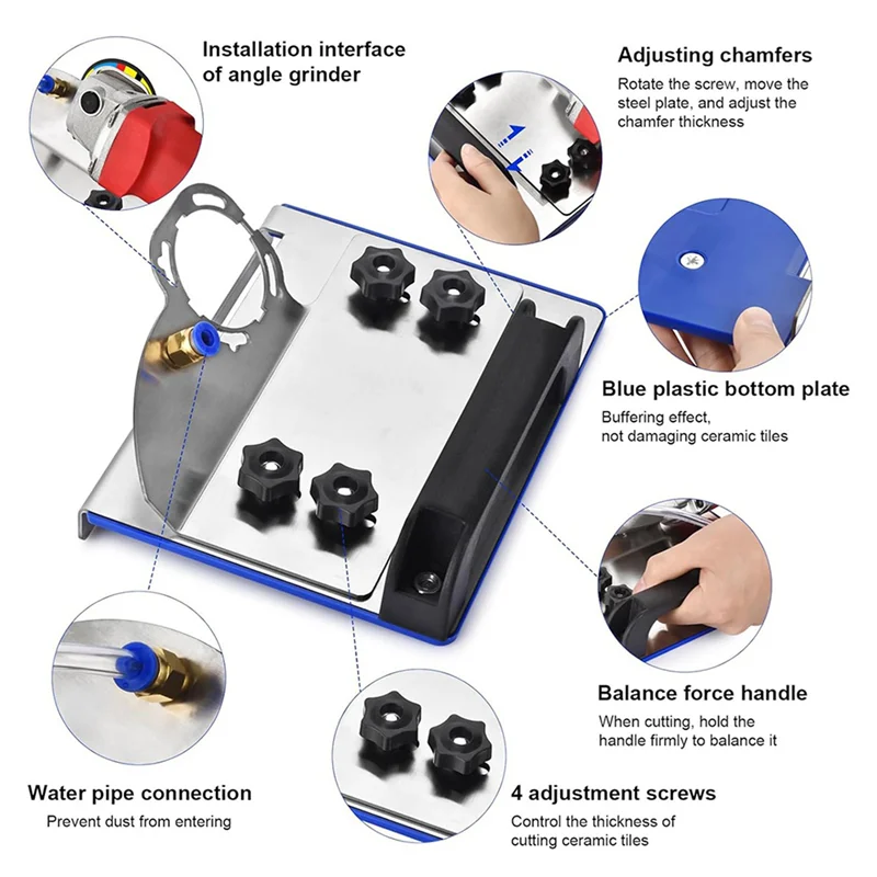 

ABFU-2X 45-градусный инструмент для снятия фаски плитки - подставка для угловой шлифовальной машины для плитки 45 ° Резка фаски, шлифовальный инструмент