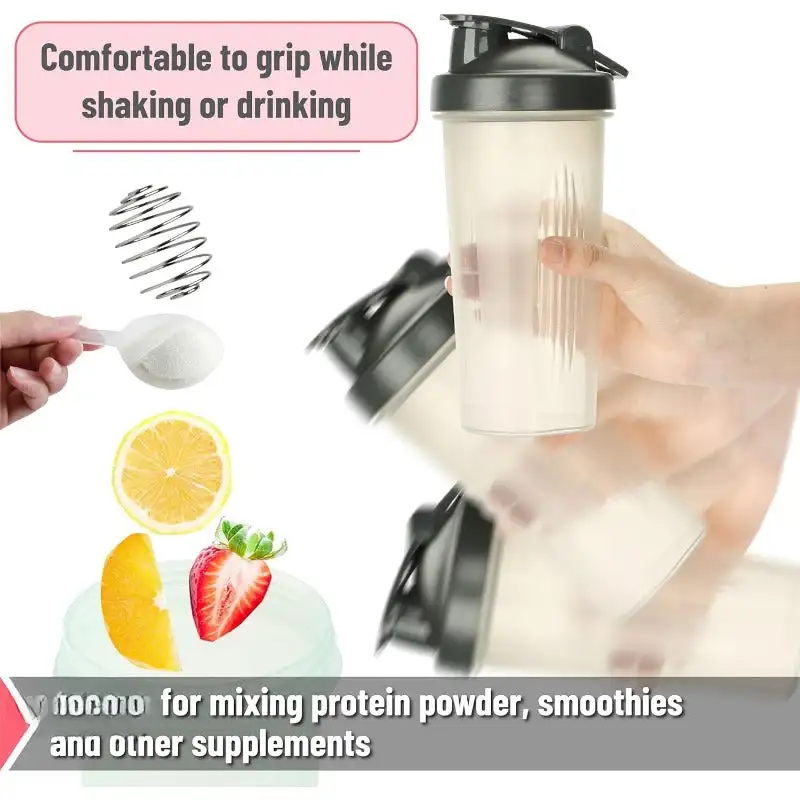 Garrafa Shaker de Proteínas com Bola Whisk de Fio, Copo Shaker, Garrafas Misturadoras, 2 Cores, 28 oz, 2 Pacote