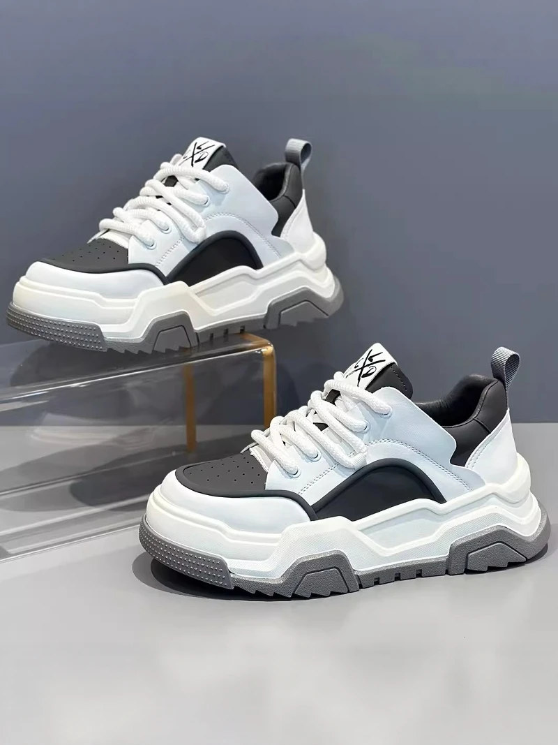 Men's Casual Shoes 2026 New Fall Versatile Thick Bottom Heightening Sports White Trendy Shoes Comfortable All-Match Leisure B...