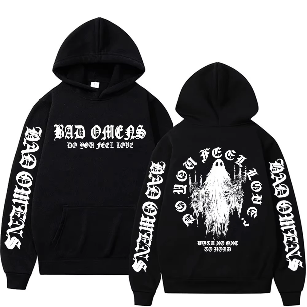 

Толстовка с принтом Bad Omens Do You Feel Love Ghost, мужская и женская модная готическая повседневная толстовка с капюшоном, высококачественные флисовые толстовки