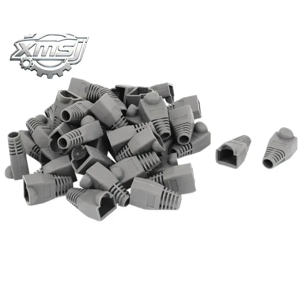 ESCAM Ethernet Gray Rubber RJ45 Connector Boots Cover Case Protector 50 pieces