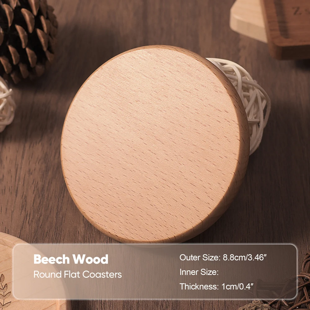 1PCS Solide Walnuss Holz Untersetzer Runde Quadratische Buche Holz Tasse Matte Langlebig Hitzebeständige Tee Kaffee Tasse Pad Tischsets 8,8 cm/3,46 in – Detail 8