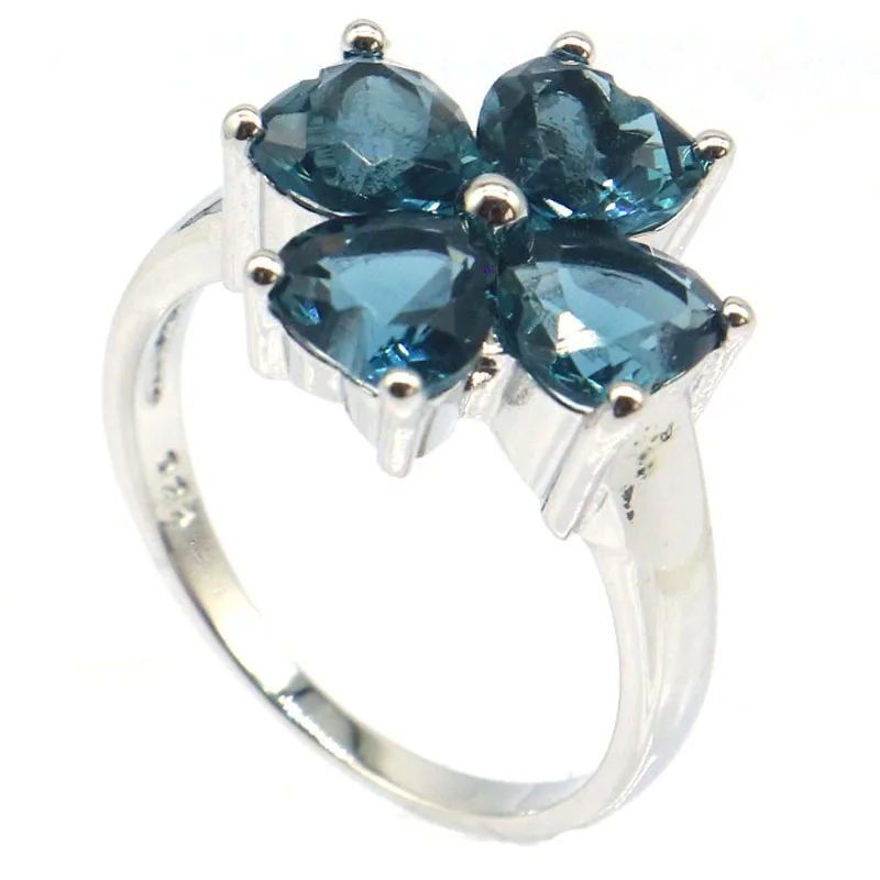 SheCrown 13x13mm Color Changing Alexandrite Topaz London Blue Topaz Pink Morganite Women Wedding Silver Rings Drop Shipping