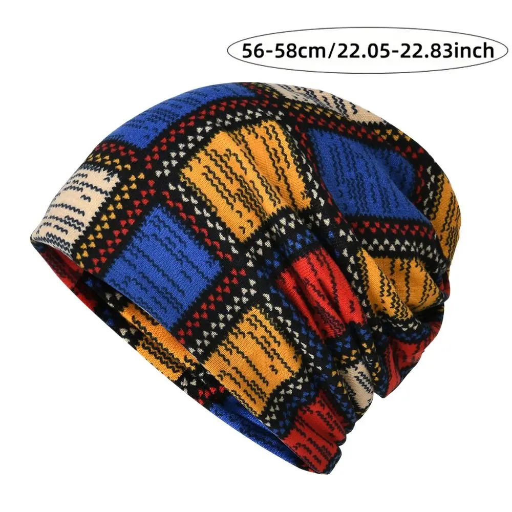 Contrasting Colors Pullover Hat Plaid Print Scarf Pullover Hat Casual Hedging Cap Multifunctional Keep Warm Women's Pile Hat
