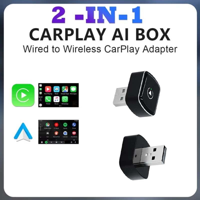

2in1 Car Intelligent Systems Wireless CarPlay for OEM Car Stereo With USB Dongle Smart Mini Box Plug and Play Bluetooth