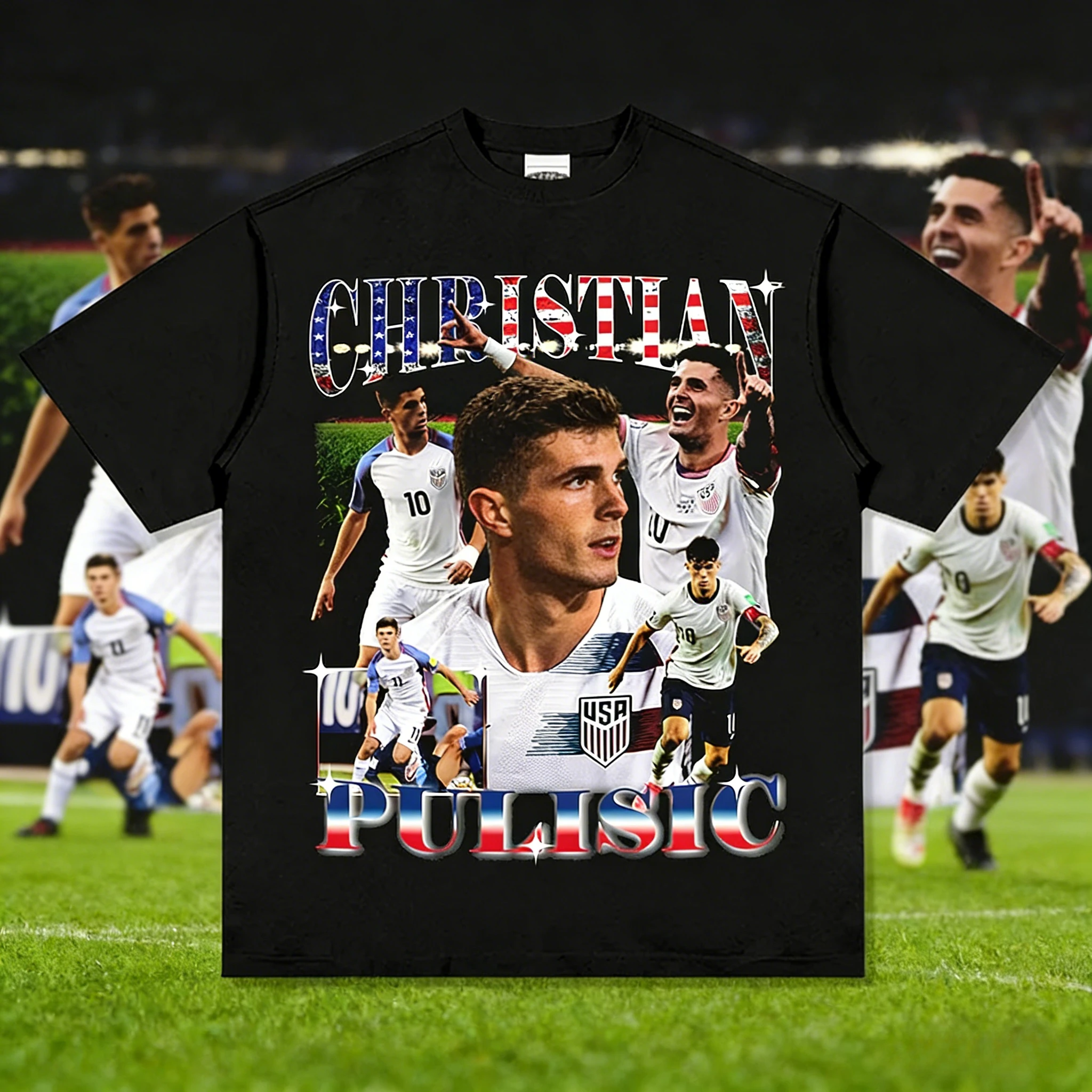 

Christian Pulišić Pulisic cotton men's shirt football jersey Commemorative shirt Summer oversized Women's Short Sleeved Tshirt