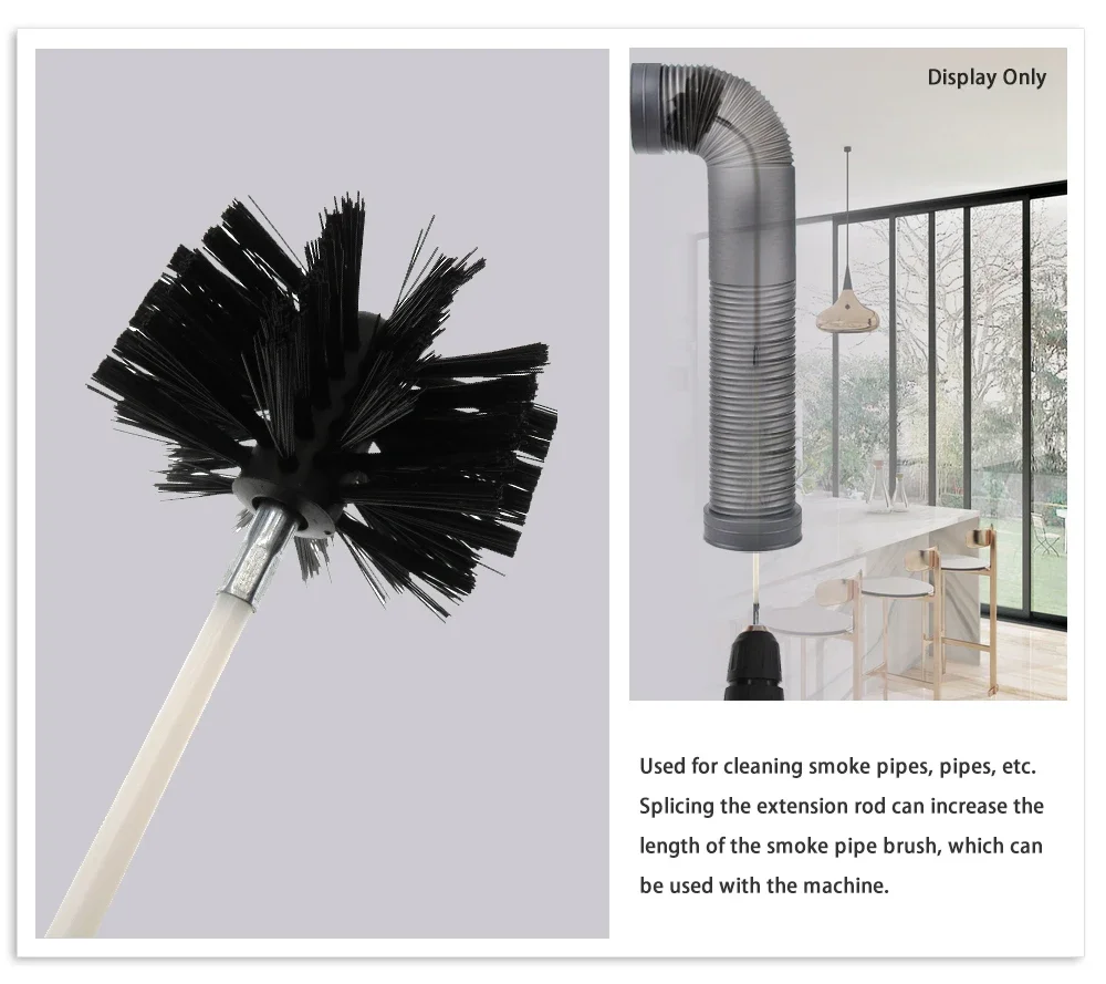 1-37 Pcs Flexible Chimney Sweep Set 12-50 Feet for Flue Sweeping Brush & Rod Kit Soot Cleaning Rods Nylon Brush Cleaning Tool