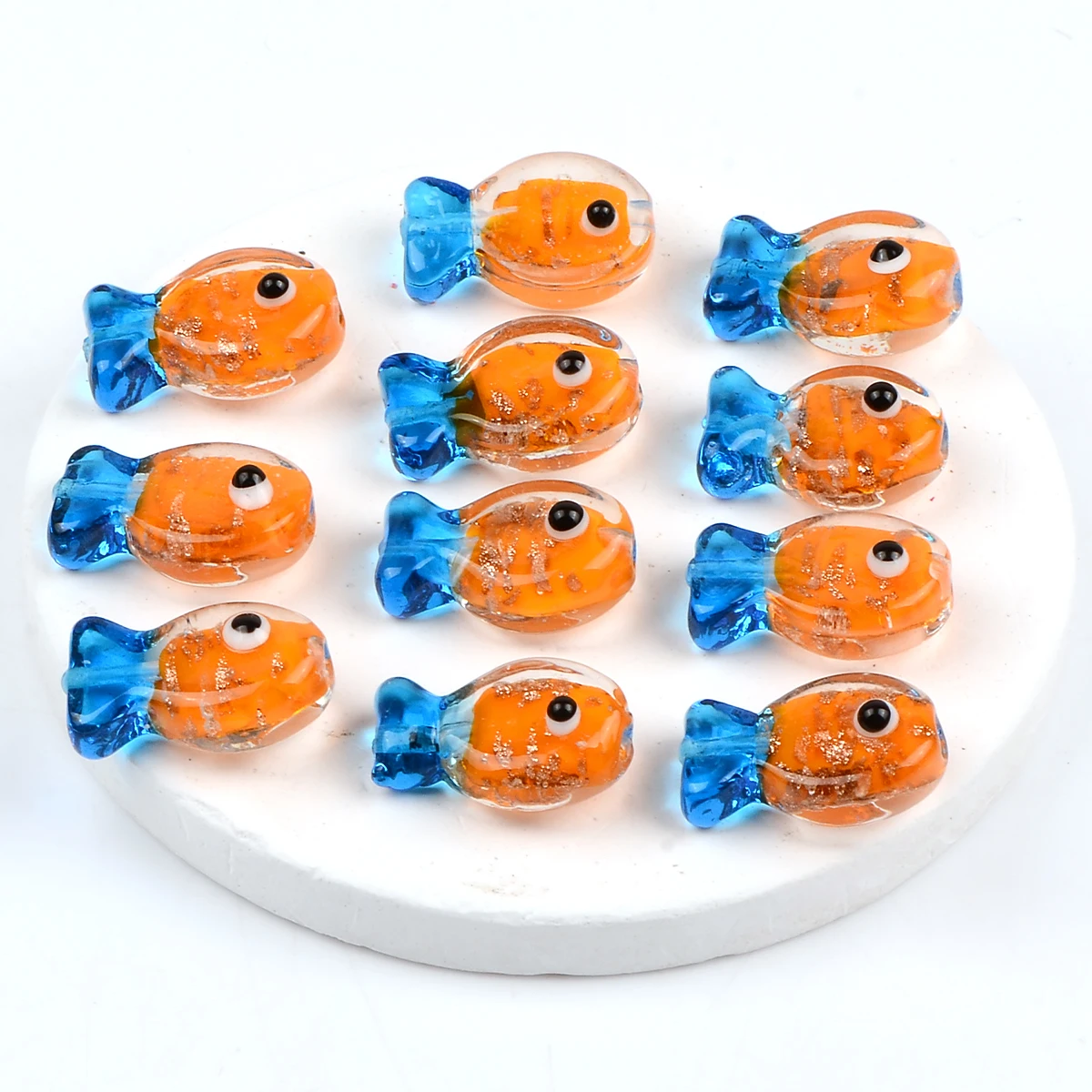 5 stücke/10 stücke Kreative Klar Gelb Herz Fisch Glasur Glas Perlen Für Schmuck Machen DIY Lose Spacer Perlen & perlen Sortimenten