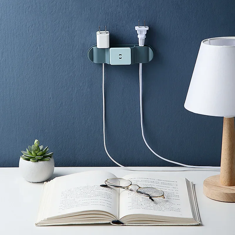 1Pc Wall Mounted Wire Storage Rack Multifunctional USB Cable Winder Chic Wire Organizer Home Decoration