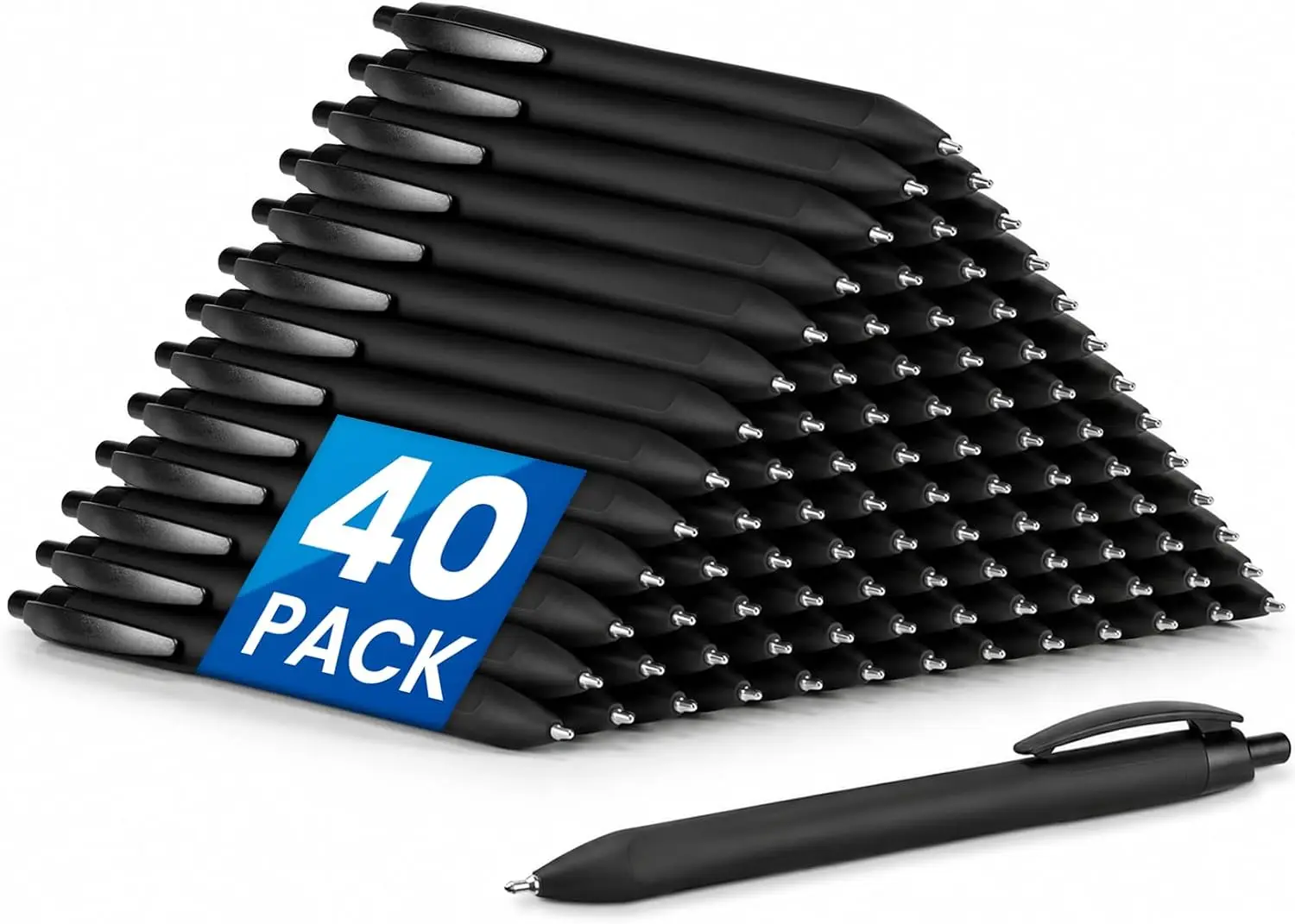 Sooez 40 Pack Bulk Pens Ballpoint, Retractable Black Ink Pens, No Bleed Medium Point 1.0mm Click Pen, 40-Count Ultra Long Lasting Consistent Ink Flow, Ballpoint Pen Office Supplies for Note Taking