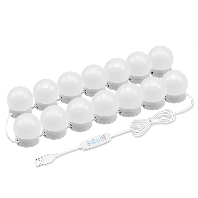 LED Vanity Mirror Lights with 14 Dimmable Bulbs,10 Brightness Levels Adjustable,for Makeup Desk Bathroom Dressing Room-A09G