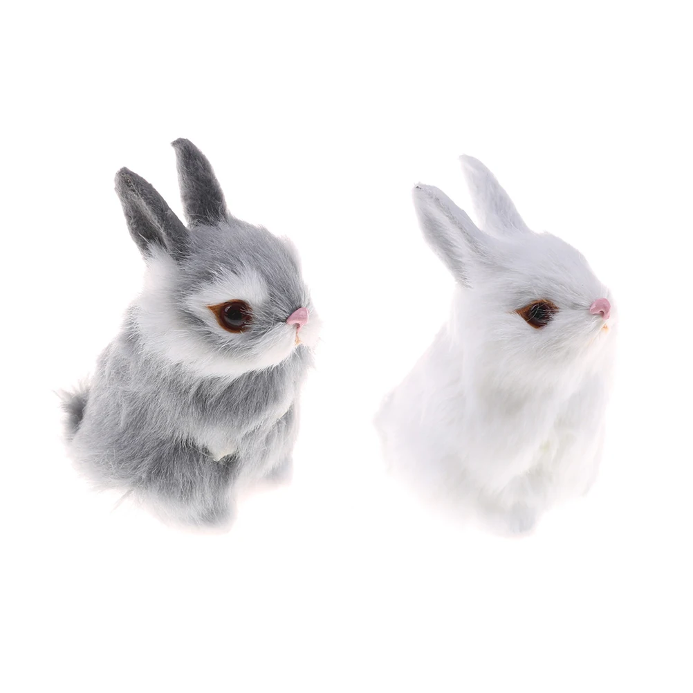 Imitate hair White Furry Rabbit Nap Toys Simulation Animal Model Decoration