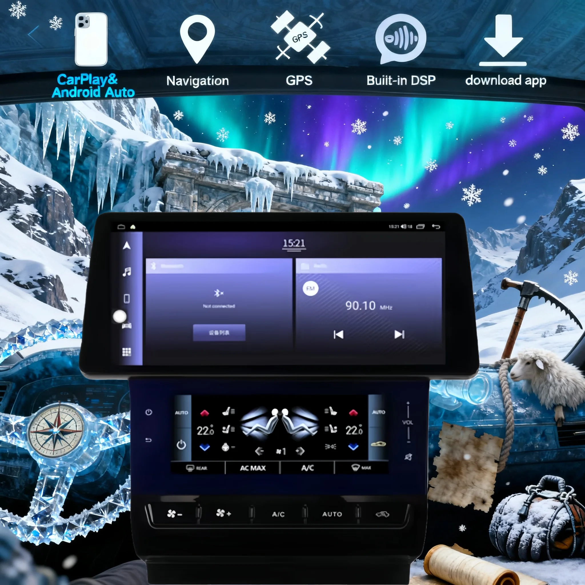 

12 "+ 8,9" LHD RHD Android 14 CarPlay Автомобильный радиоприемник для Maserati Quattroporte 2013-2018 Экран Мультимедийный стереоплеер GPS Головка