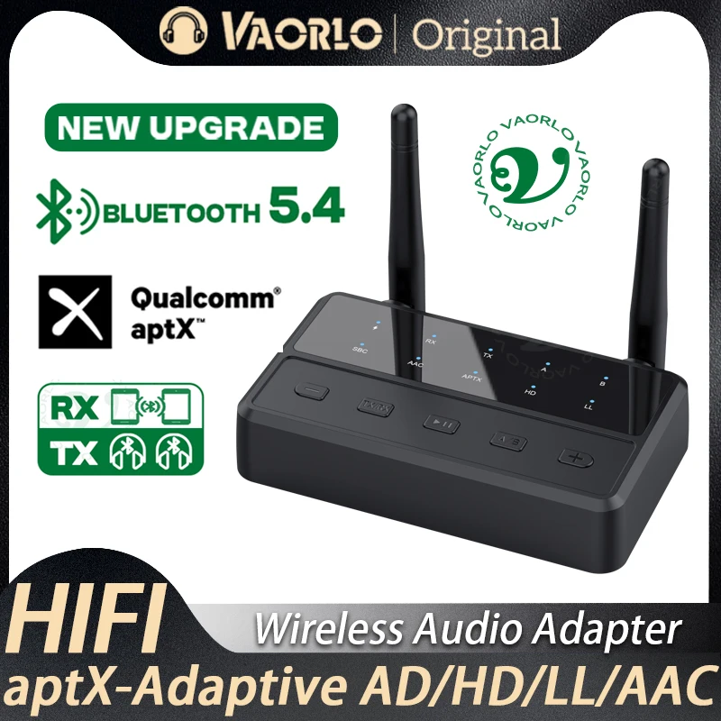 New 2 in 1 Bluetooth 5.4 Audio Transmitter Receiver 3.5MM AUX RCA AptX-Adaptive AD/HD/LL AAC HiFi Stereo Music Wireless Adapter