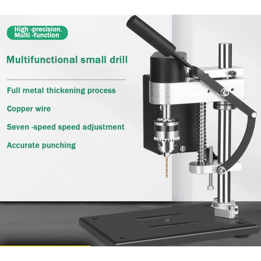 Mini furadeira elétrica, Pequeno DC Regulador De Velocidade, Máquina De Perfuração, Desktop Bench Drill, Suporte De Precisão