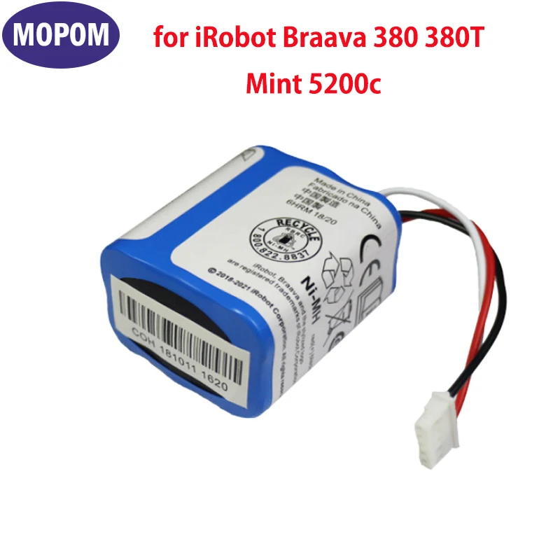 7.2V NI-MH Battery for iRobot Roomba Braava 380 380T Mint 5200c Ni-MH uograded 2500mAh 7.2v Rechargeable battery