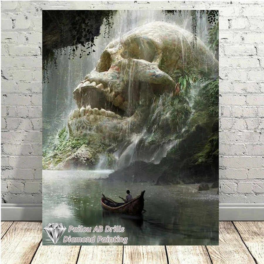 

Novelty Skull Scenery AB Diamond Painting Kits Photo Art Diy Full Square Round Mosaic Cross Stitch Embroidery Home Decor Gift