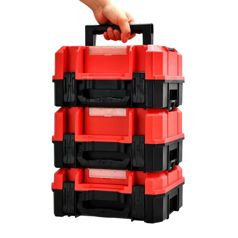 Hardware Toolbox Stackable Plastic Tool Box Suitcase Electrician Carpenter Electric Drill Storage Box Large Hard Case Tool Case