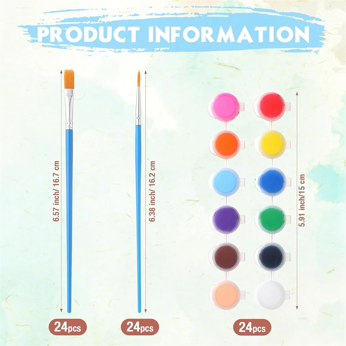 

Новый 336 шт. Мини-набор акриловых красок, 24 набора, 12 цветов, полоски акриловых красок, 48 шт., кисти для рисования для детей и взрослых (3 мл)