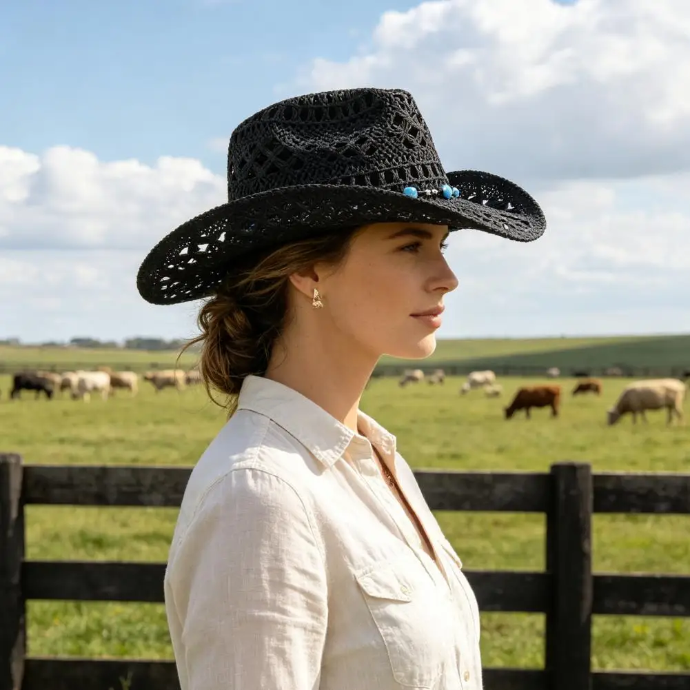 Chapéu de cowboy de aba larga, - Cowboy Hat Straw avaliação e preço